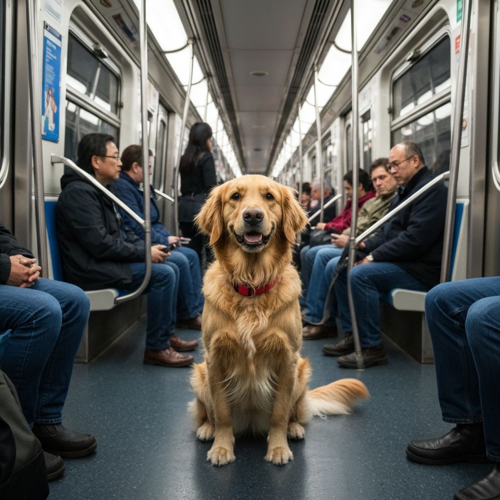 Dog on train